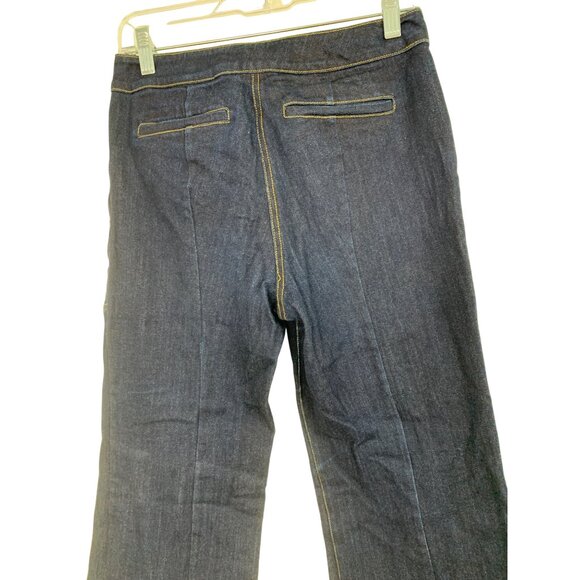DEREK LAM Wide Flare Leg Dark Wash Denim Jeans Size 6 Stretch RS10278 GUC Mid - Picture 8 of 10